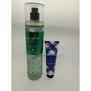 2 BATH & BODY WORKS GINGHAM FRESH Fragrance Mist 8OZ & HAND CREAM SHEA  BUTTER